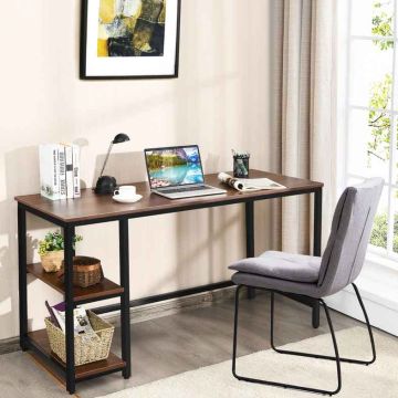 Computer desk, 2 open shelves, Brown