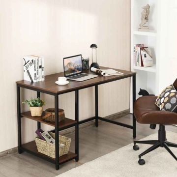 Computer desk, 2 open shelves, Brown