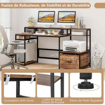 Computer desk, 2 sockets and 2 USB ports, 170 × 60 × 90 cm
