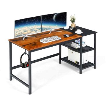 Computer desk, with two-tier shelf, 150 × 60 × 74 cm