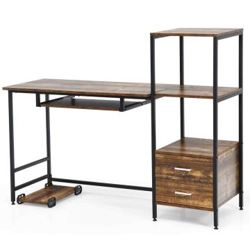 Computer desk, with keyboard tray, 3 shelves and 2 drawers, 141 × 50.8 × 111.8 cm