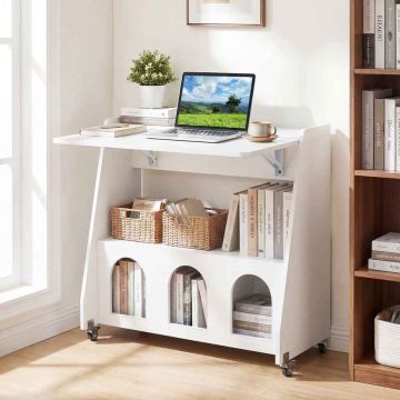 Computer desk, foldable, with 4 wheels, 78.5 × 80 × 57.5 cm