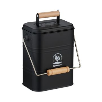 Kompostikonteiner Relaxdays, 3,5 l, must, 20,5 × 26 × 14 cm