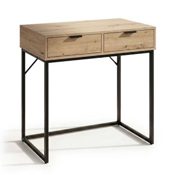 Konsoollaud ELANO, 2 sahtlit, tamme/musta värvi, 80 × 80 × 35 cm