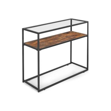 Konsoollaud klaasist pealispinnaga LNT10BX, pruun/must