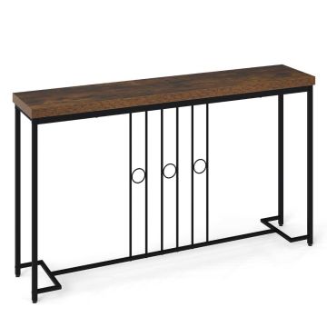 Console table, H-shaped base, 55 × 12 × 32 in.