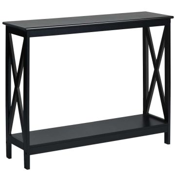 Konsoollaud, 2 tasandit riiuliga, Must, 100 × 30 × 80 cm