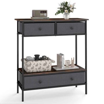 Console table, 3 drawers, Brown/grey, 80 × 85.5 × 30 cm