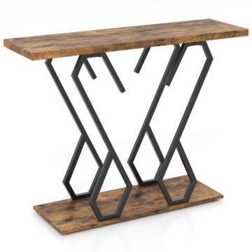 Console table, White and gold, 100 × 79 × 30 cm