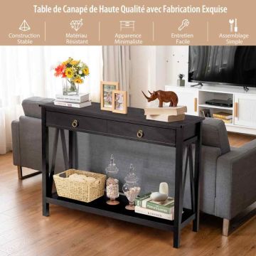 Console table with drawer, black