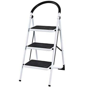 Ladder, 3-step, White/black, 47 × 70 × 112.5 cm