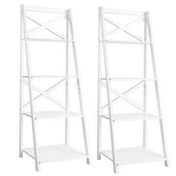Ladder-shaped shelf 4-tier, MDF, white