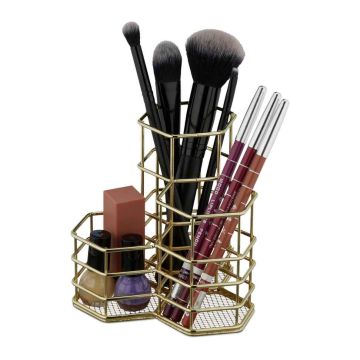 Органайзер для косметики Relaxdays 10041343_259, 3 секции, Золотой, 12,5 × 12 × 12,5 см
