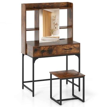 Vanity table, 2 drawers, stool, 80 × 138 × 50 cm