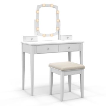 Vanity table, with LED mirror and stool, 90 × 40 × 131 cm