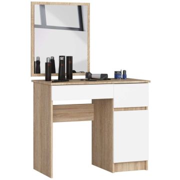 Туалетный столик с зеркалом CLP P-2/SL, дубовый/белый, 90 × 142 × 50 см