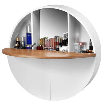 Vanity table, Triple mirror, White, Ø 72 × 15 cm