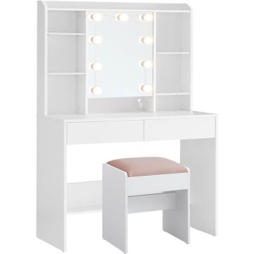 Tualettlaud VASAGLE RDT726W01, 2 sahtlit, Valge ja roosa, 40 × 140 × 80 cm