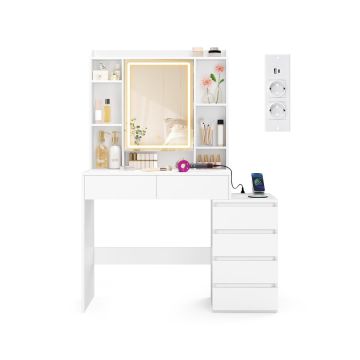 Tualettlaud VASAGLE, LED-peegliga, 40 × 145 × 105 cm