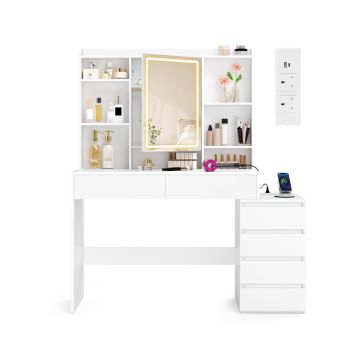 Tualettlaud VASAGLE, LED-peegliga, 40 × 145 × 124,7 cm