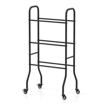 Basketball Rack, 3 Tiers, 6 Balls, Black, 52 × 37 × 110 cm