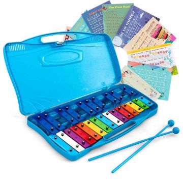 Xylophone, 25 notes, with case and 2 mallets, 38.1 × 22.8 × 5.1 cm