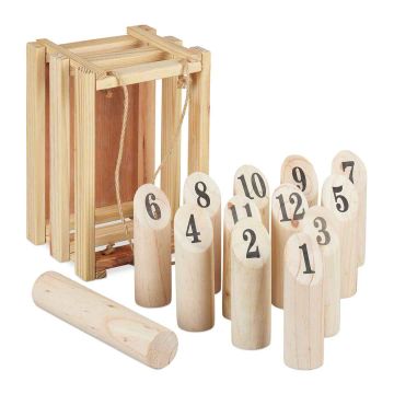 Kubb-mäng Relaxdays 10036128.0, 13 osa, Naturaalne ja must, 28 × 18 × 18,5 cm