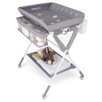 Baby Changing Table, 3 Height Positions, Gray, 32 × 26 × 37.5 inches