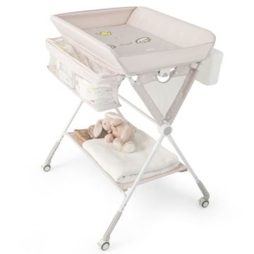 Baby Changing Table, 3 Height Positions, Sand, 32 × 26 × 37.5 inches