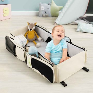 Baby Diaper Bag, 3 in 1, Black/Sand, 85 × 38 × 18 cm
