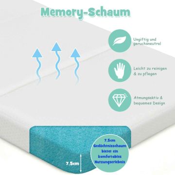 Baby mattress, 3-piece foldable, 65 × 96 × 8 cm