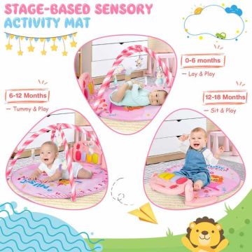 Baby play mat, 5 hanging toys, 86 × 86 × 47 cm
