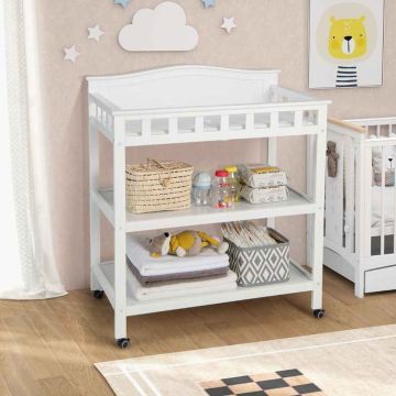 Baby changing table, 2 open shelves, 86.36 × 99.06 × 49.53 cm