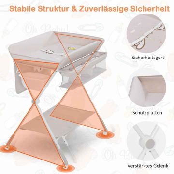 Baby changing table, 3 height positions, 76 × 99–104 × 67 cm
