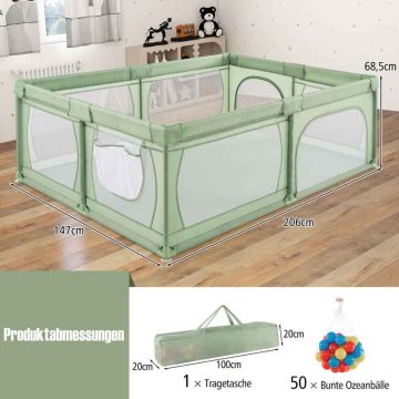 Beebide mänguaedik, 50 palli, 2 ust, Roheline, 206 × 147 × 68,5 cm