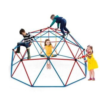 Dome climbing house with swing, up to 6 children, Blue/yellow/green, 305 × 156 × 305 cm