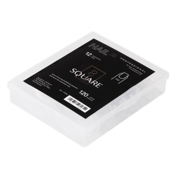Ruudukujulised ülemised küünepikenduse vormid OCHO NAILS, 120 tk, 12 suurust