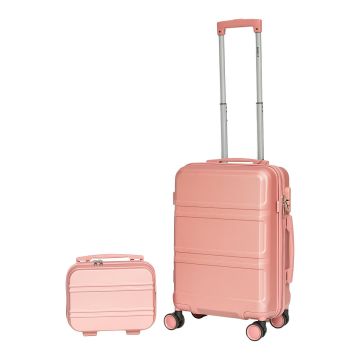 Чемодан с небольшим чемоданом, 4 двойных колеса, 37 × 56,5 × 22 см