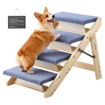 Lemmiklooma trepp VEVOR ZD-25DOG06, 4 astet, kokkupandav, 63 × 49 × 47 cm