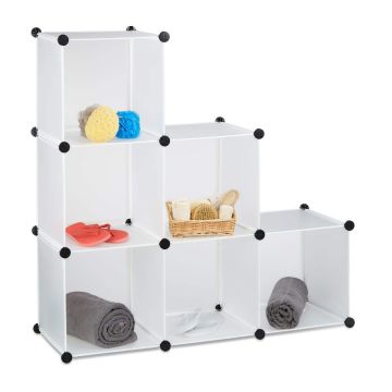 Astmeriiul Relaxdays, 6 sektsiooni, valge/must, 110 × 110 × 35 cm