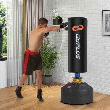 Freestanding Boxing Training Ball, 12 Suction Cups, 4 Springs, 19.5 × 19.5 × 68 inches