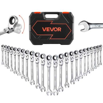 Painduvate kombineeritud narrevõtmete komplekt VEVOR JH0024-1, 24 osa, 8–19 mm ja 1/4–3/4 tolli, 35 × 26 × 11 cm