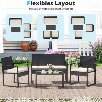 Outdoor furniture set, 2 armchairs, two-seater sofa and table, Sand
