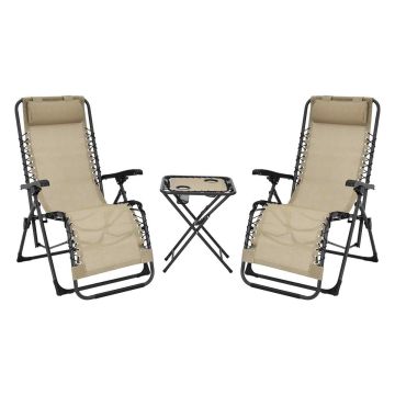 Outdoor furniture set, 2 armchairs and table, Sand