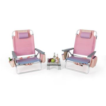 Outdoor furniture set, 2 chairs and table, Blue/green/gray/yellow, 16 × 11.5 × 5 inches