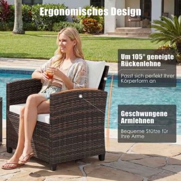 Outdoor furniture set, 3-piece, 2 chairs and table, Brown/sand