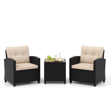 Outdoor furniture set, 3 pieces, Black