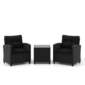 Outdoor furniture set, 3 pieces, Black
