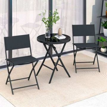 Outdoor furniture set, 3 pieces, Black