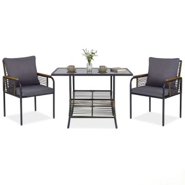 Outdoor furniture set, 3-piece, Grey, 104 × 71 × 66 cm
